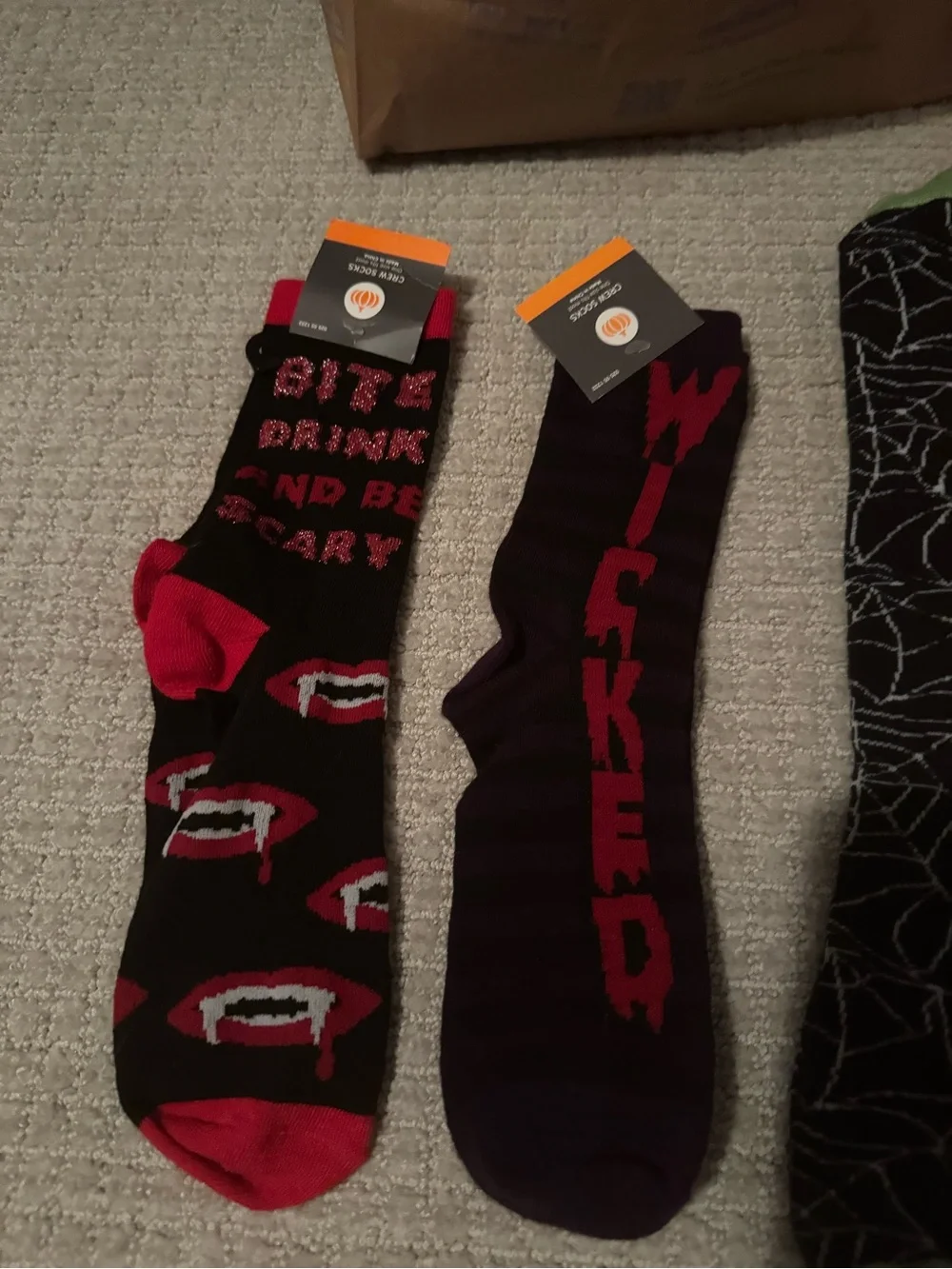 Men's Novelty Crew Socks - Black, Purple, Orange, Green